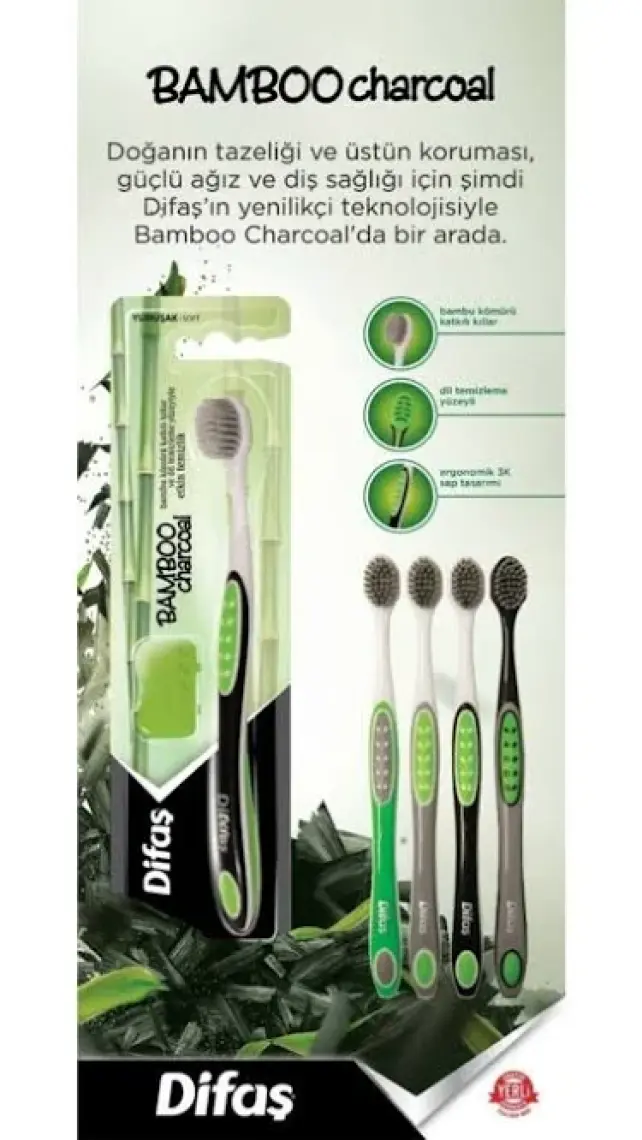 Difaş Bamboo Charcoal Diş Fırçası Yumuşak