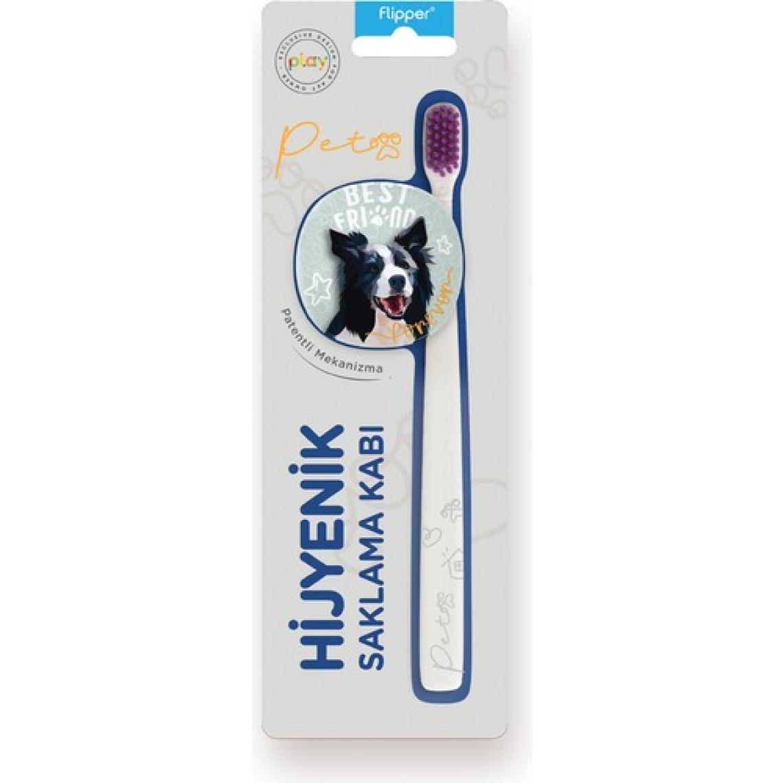 Flipper Pets Hijyenik Saklama Kabı ve Yetişkin Diş Fırçası Seti Border Collie