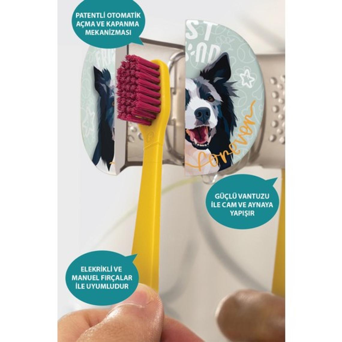 Flipper Pets Hijyenik Saklama Kabı ve Yetişkin Diş Fırçası Seti Border Collie