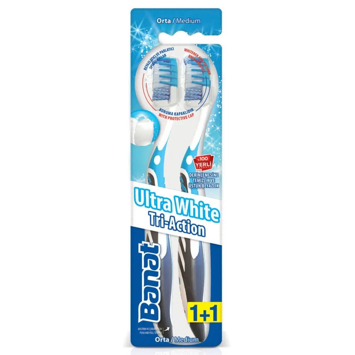 Banat Tri Action Ultra White  Diş Fırçası 2’li Set