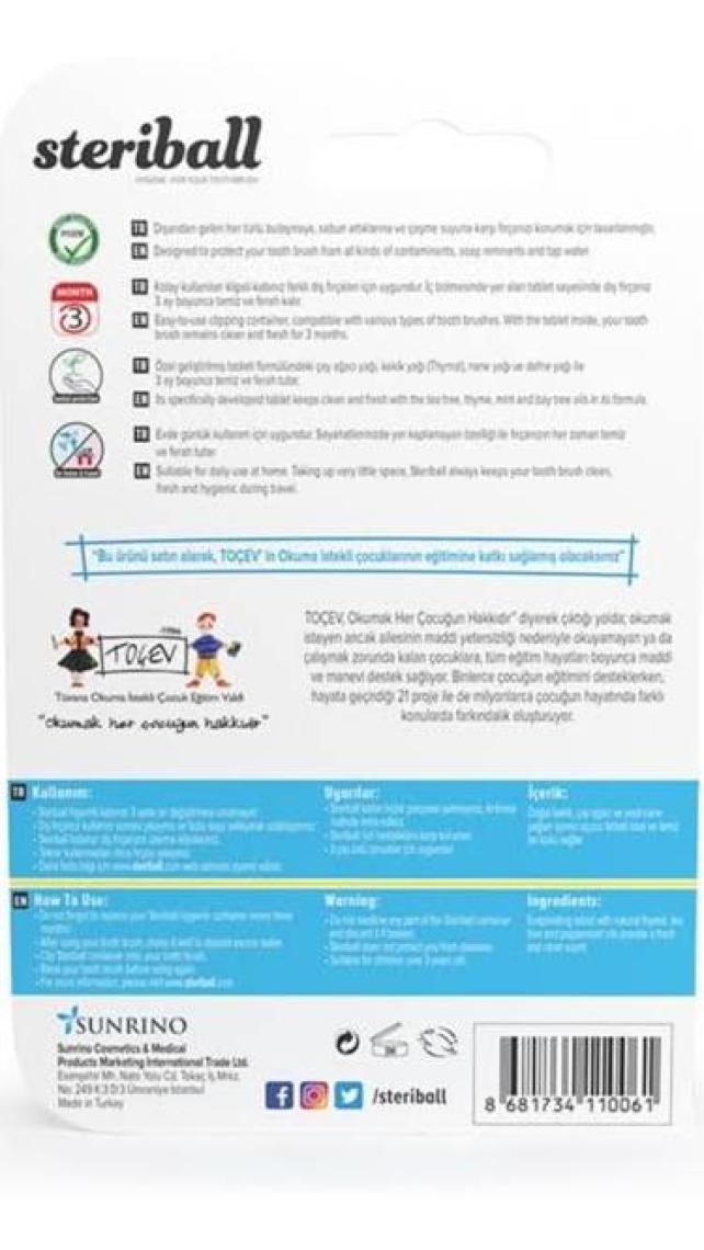 Steriball Diş Fırçası Koruma Kabı-Şeffaf