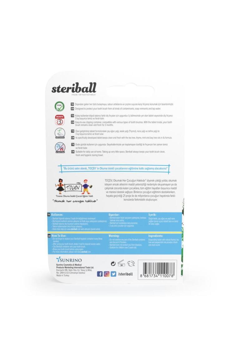 Steriball Diş Fırçası Koruma Kabı Şeffaf