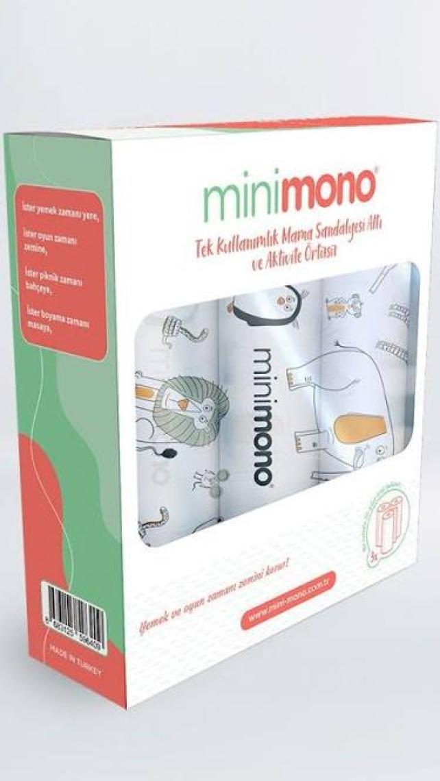 Minimono Mama Sandalyesi Altı ve Aktivite Örtüsü -Kullan At Ek Gıda Örtüsü - 100x120 cm - 3'lü Paket 30 Adet