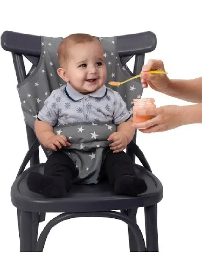 Sevi Bebe Kumaş Mama Sandalyesi Gri Yıldız