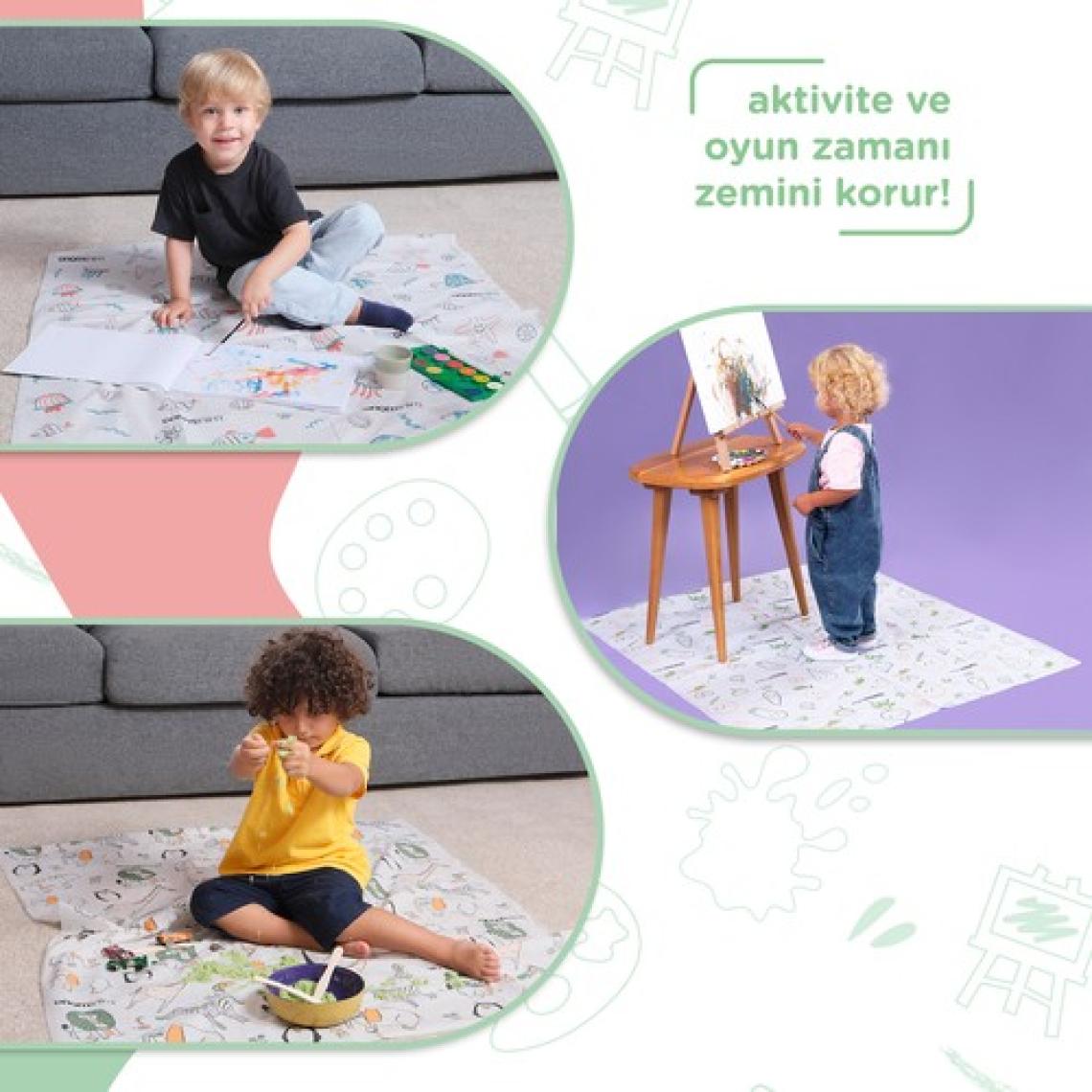 Minimono Mama Sandalyesi Altı ve Aktivite Örtüsü - Kullan At- 1 Rulo 10 Adet