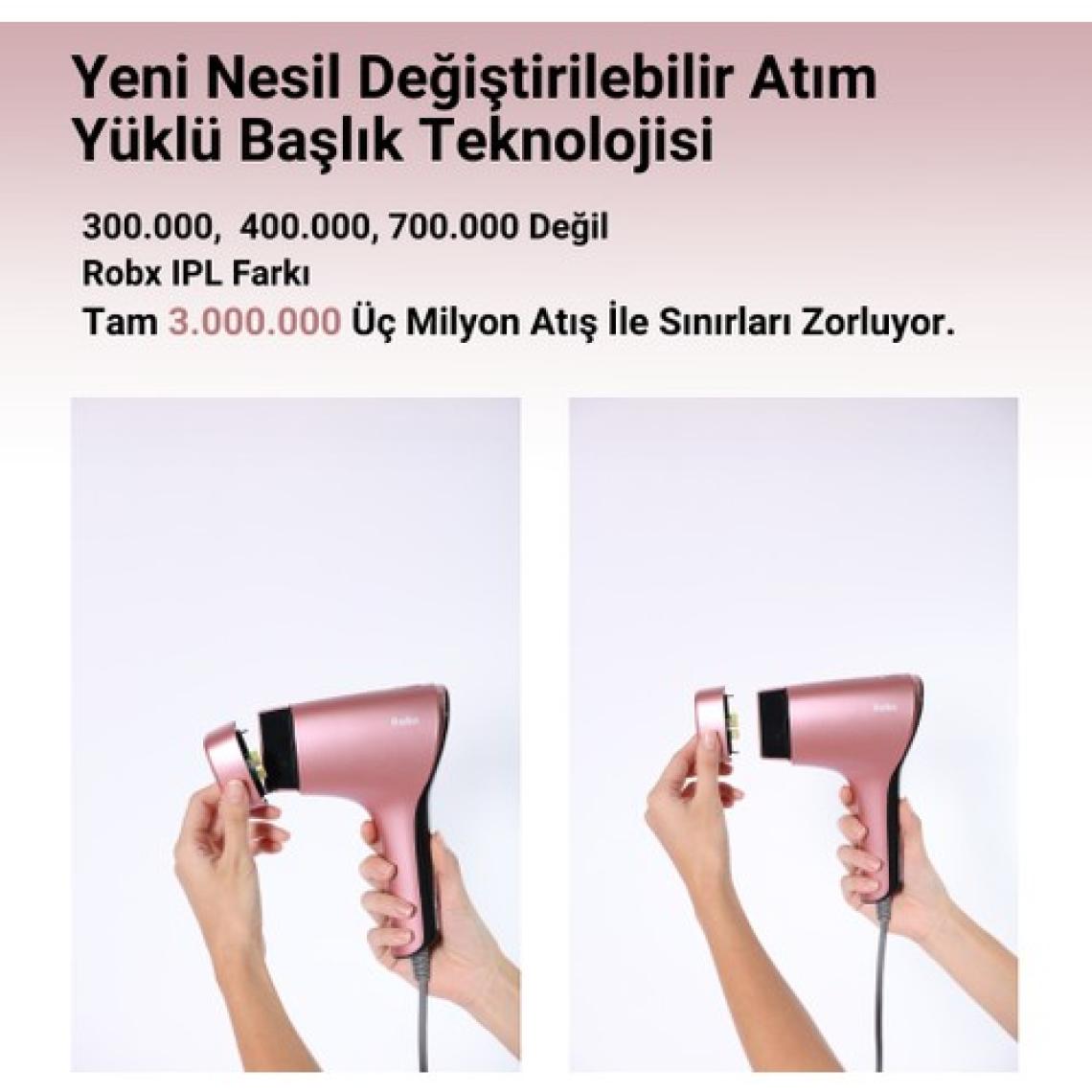 Robx A05 Ipl 3 Milyon Atım Akıllı Cilt Tanıma Ultra Seri Atım 3 Başlık Vücut Yüz Bikini Bay&bayan Cihazı