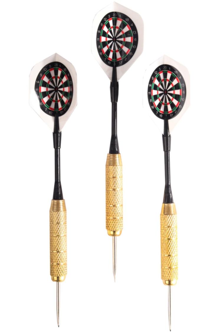 22 Gr. Dart Oku (3’lü Set) - Çelik Uç + Pirinç Gövde + Renkli Kanat - Dart Oku Seti