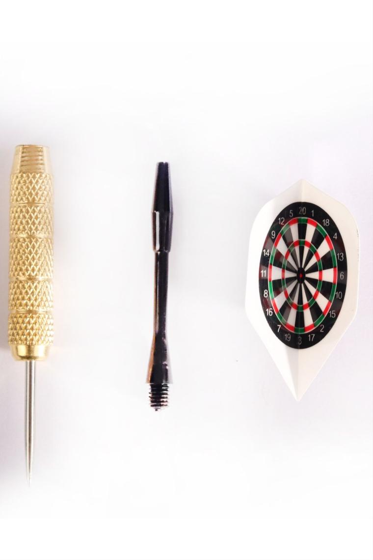 22 Gr. Dart Oku (3’lü Set) - Çelik Uç + Pirinç Gövde + Renkli Kanat - Dart Oku Seti