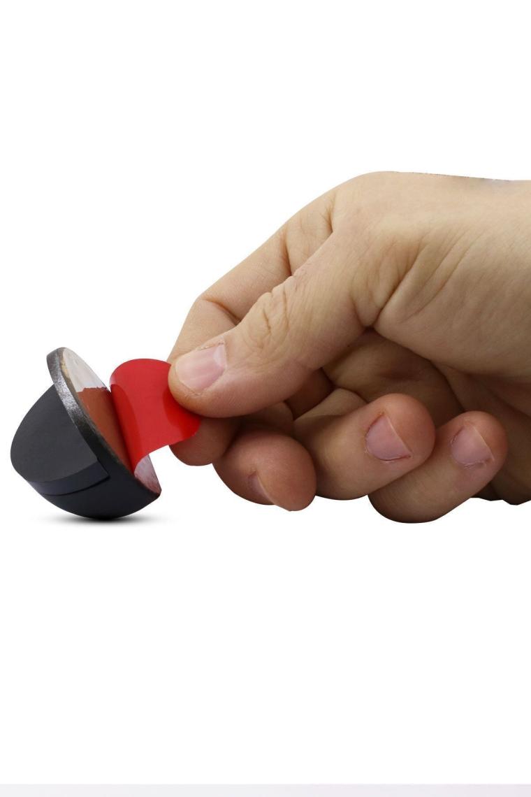Yarımay Yapışkanlı Kapı Kolu Stoperi Tamponu Metal Kapı Stopu Durdurucu Tutucu Tutacağı Mat Siyah