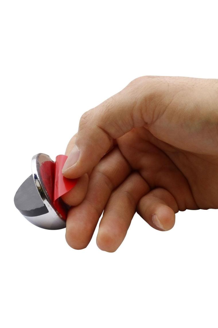 Yarımay Yapışkanlı Kapı Kolu Stoperi Tamponu Metal Kapı Stopu Durdurucu Tutucu Tutacağı Parlak Krom