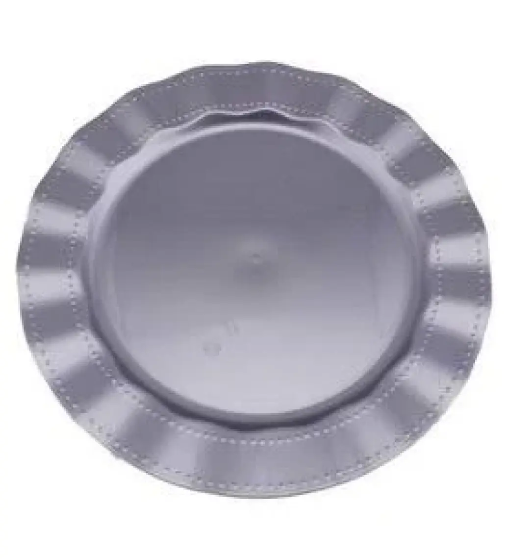 Kristal Lüks Sert Plastik Tabak Renkli 26 cm 6 Adet Gümüş