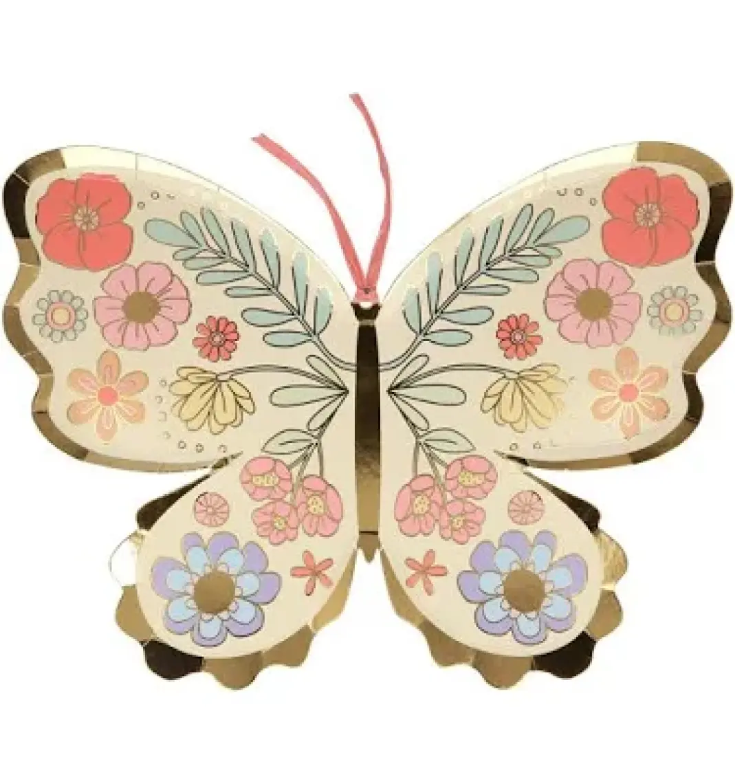 Meri Meri - Floral Butterfly Plates - Çiçekli Kelebek Tabak - 8'li