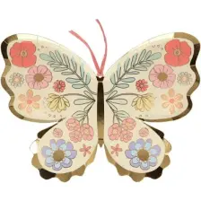 Meri Meri - Floral Butterfly Plates - Çiçekli Kelebek Tabak - 8'li