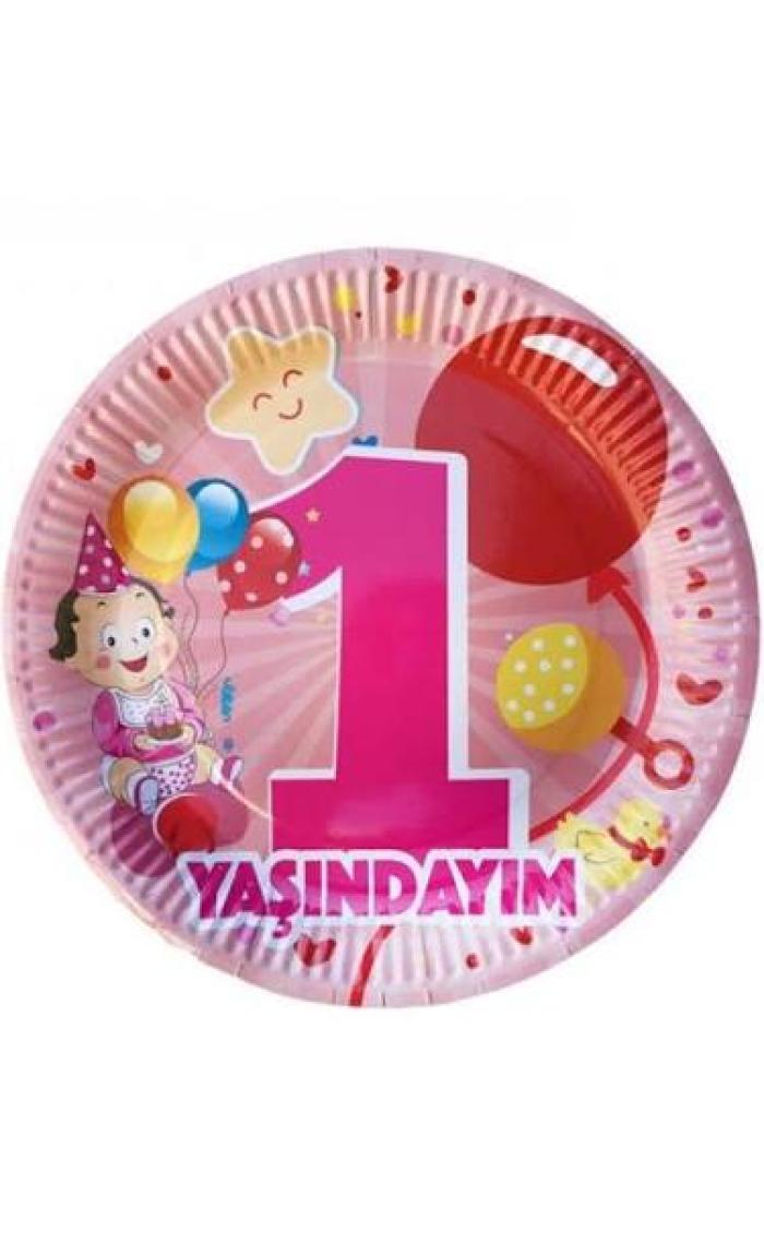 Roll-Up Küçük Yıldızlar 1 Yaş Kız Karton Tabak  23 cm