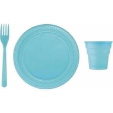 Parti Hediye Sepeti Plastik Tabak Bardak Çatal Seti 25 Li