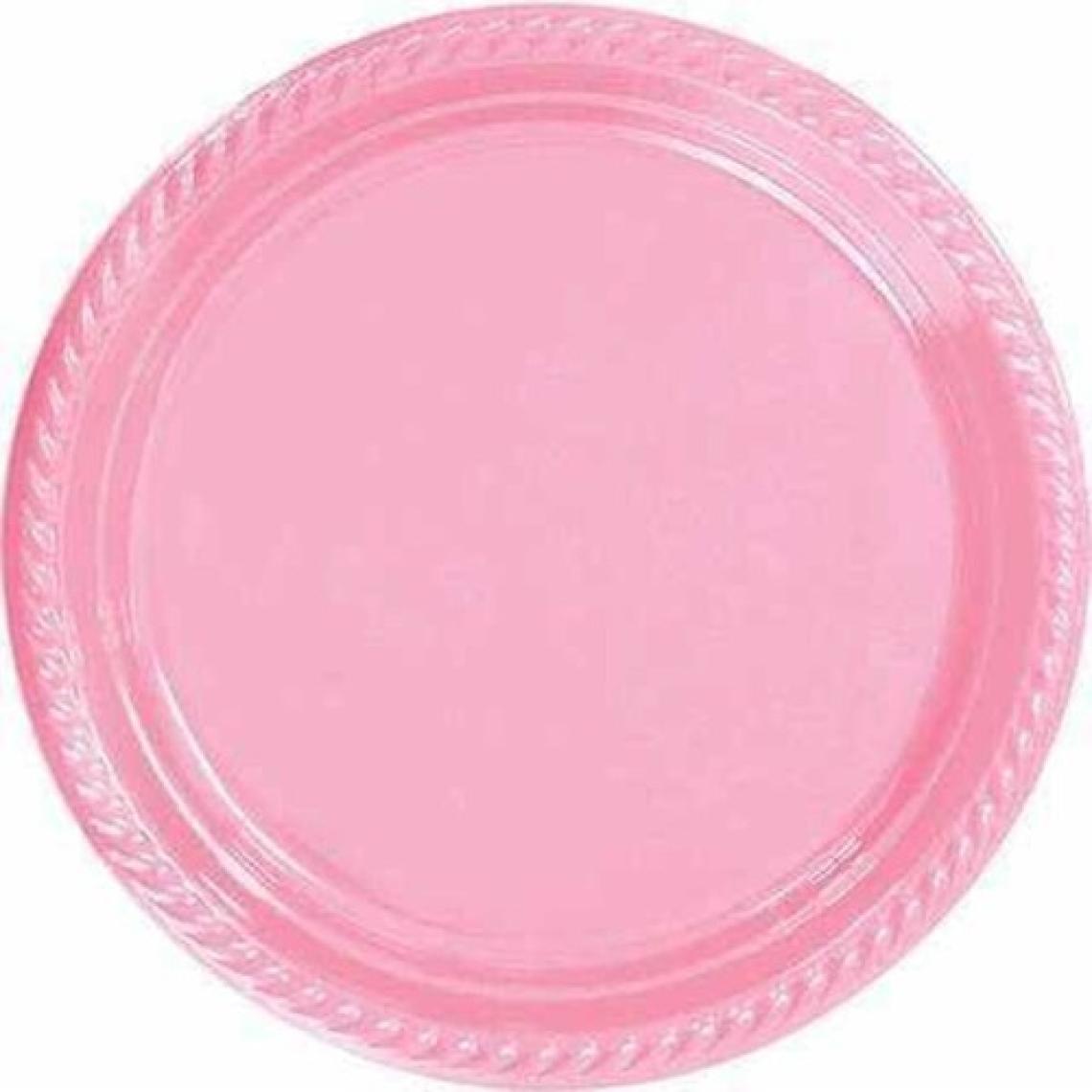 EC Shop Üçpınar Ambalaj Pembe Plastik Tabak - Bardak - Çatal Seti 25 Kişilik