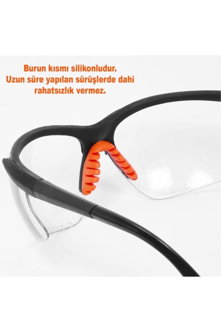 Bisiklet Güneş Gözlüğü Koruyucu Silikonlu Bisikletçi Gözlük S600 Şeffaf Ürünleri