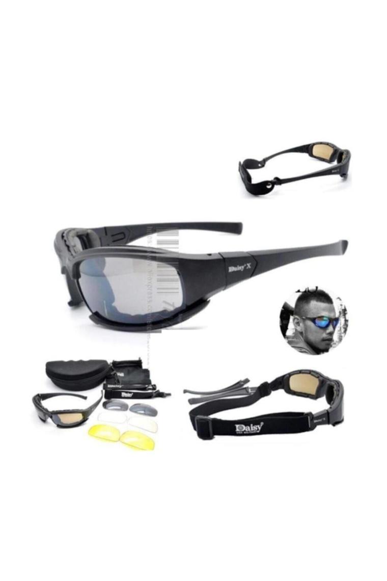 X7 Uv400 Polarize Değişebilir 4 Lensli Motorsiklet Gözlüğü