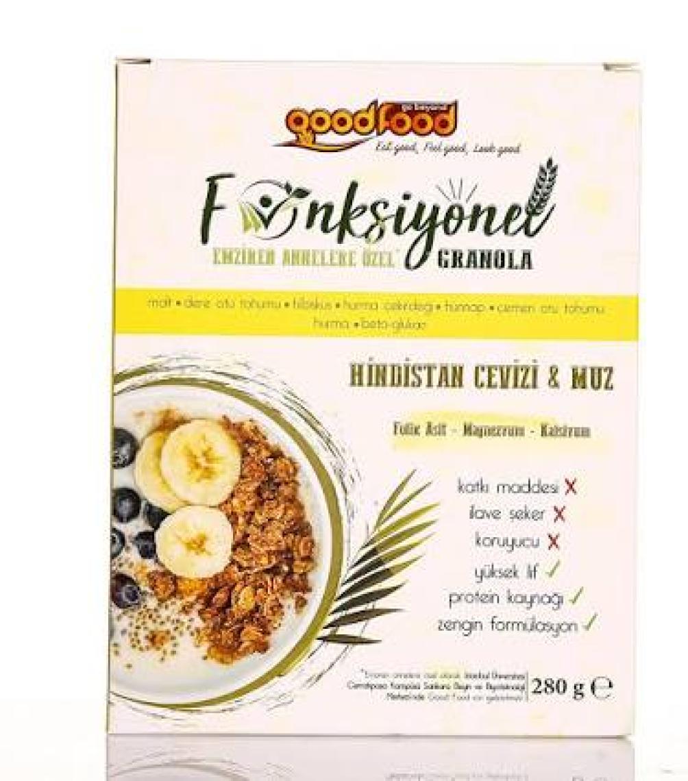 GOOD FOOD HİNDİSTAN CEVİZİ & MUZ GRANOLA 280 gr