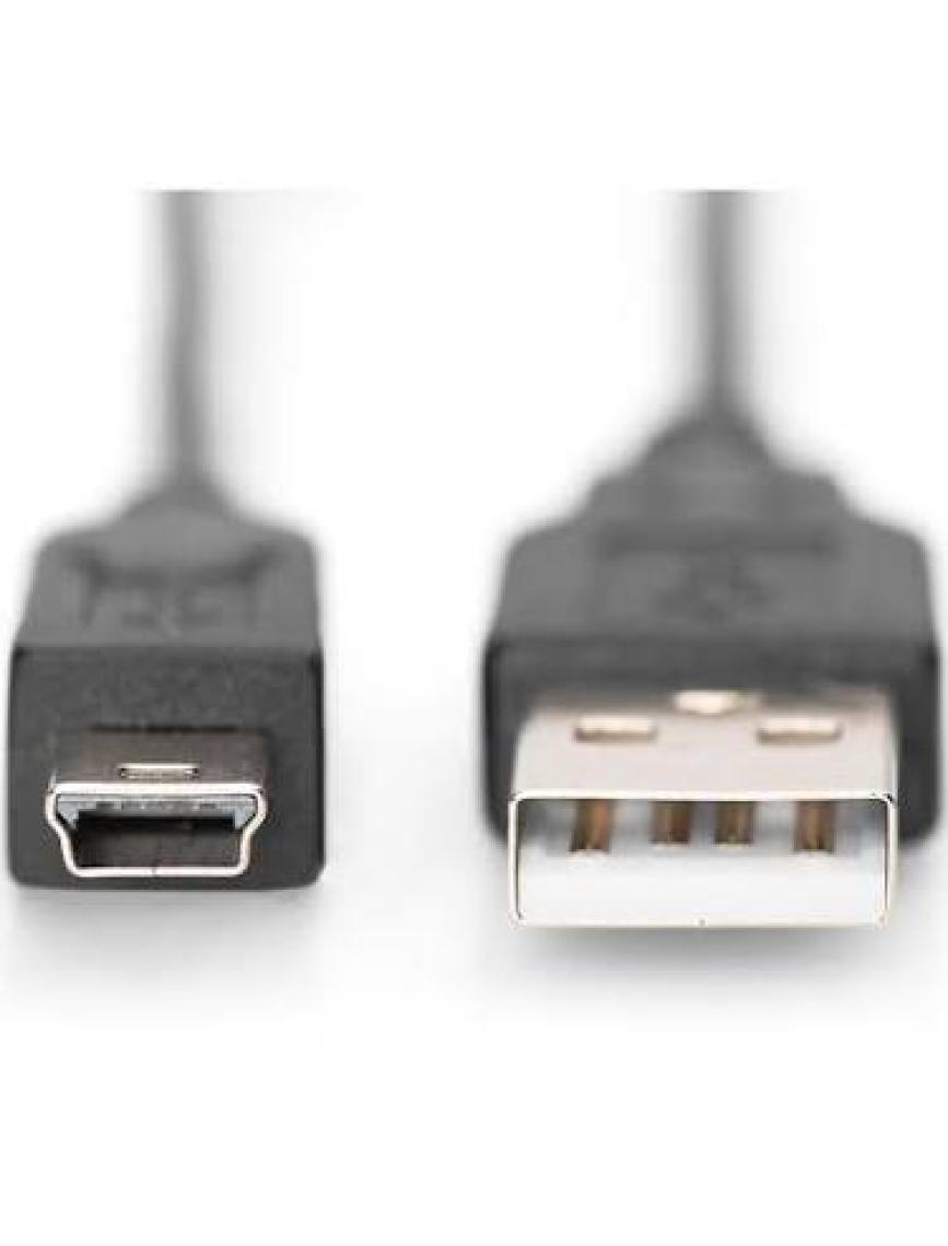 Usb 2.0 Bağlantı Kablosu, Usb A Erkek - Usb Mini B (5 Pin) Erkek, 1 Metre, Usb 2.0 Uyumlu, Ul, Siyah Renk