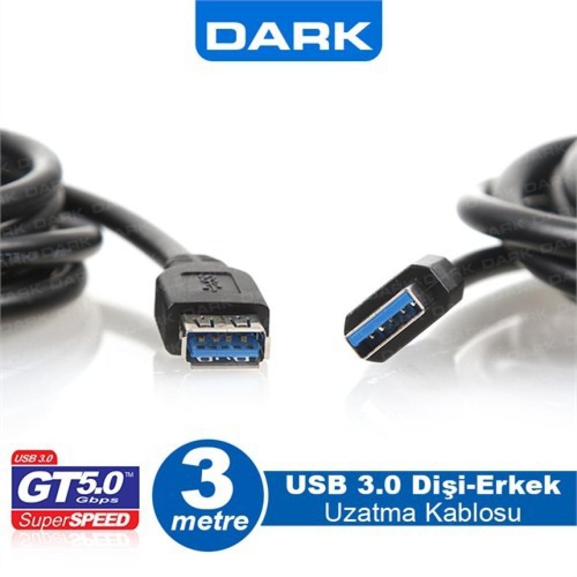 Dark USB 3.0 3m Uzatma Kablo USB 3.0 A Tip (DK-CB-USB3EXTL300)