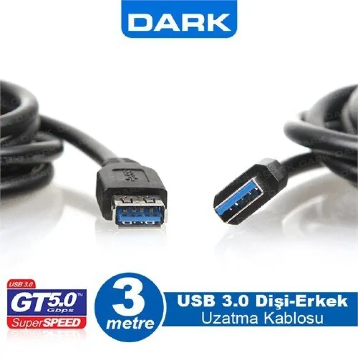 Dark USB 3.0 3m Uzatma Kablo USB 3.0 A Tip (DK-CB-USB3EXTL300)
