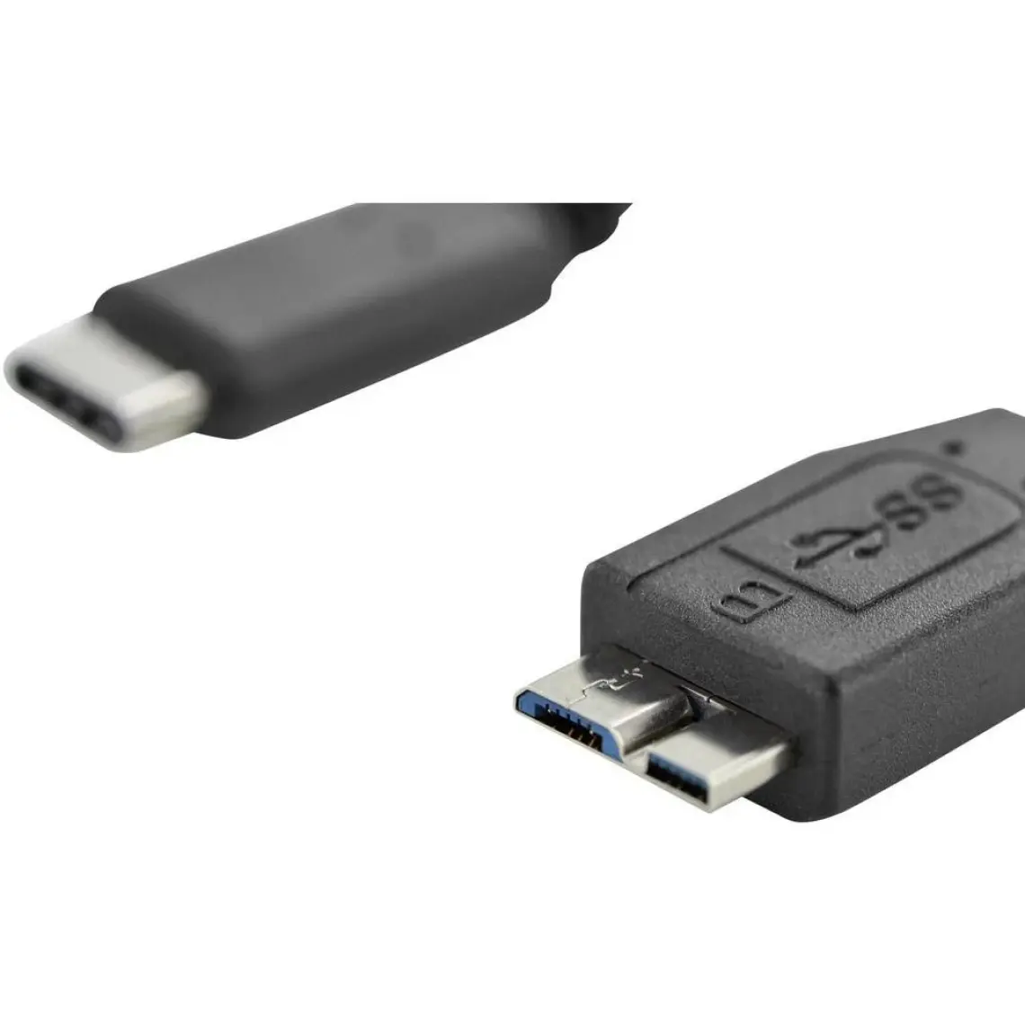 Usb Tip C Bağlantı Kablosu, Usb Tip C Erkek (Usb 3.1)  - Usb Micro B Erkek (Usb 3.0), 1 Metre, Awg 24/28, 2X Zırhlı, Ul, Nikel Kaplama, Siyah Renk