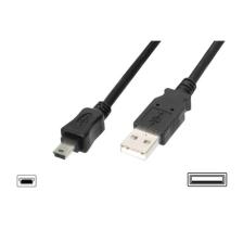 Usb 2.0 Bağlantı Kablosu, Usb A Erkek - Usb Mini B (5 Pin) Erkek, 1.80 Metre, Awg 28, Usb 2.0 Uyumlu, Ul, Siyah Renk