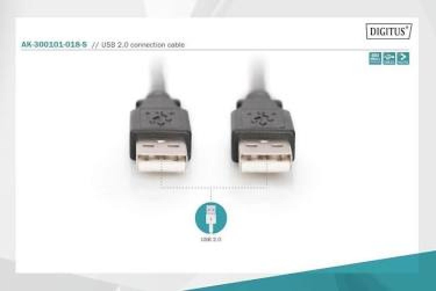 Usb 2.0 Bağlantı Kablosu, Usb A Erkek - Usb B Erkek B, 1.8 Metre, Awg 28, Usb 2.0 Uyumlu, Ul, Siyah Renk