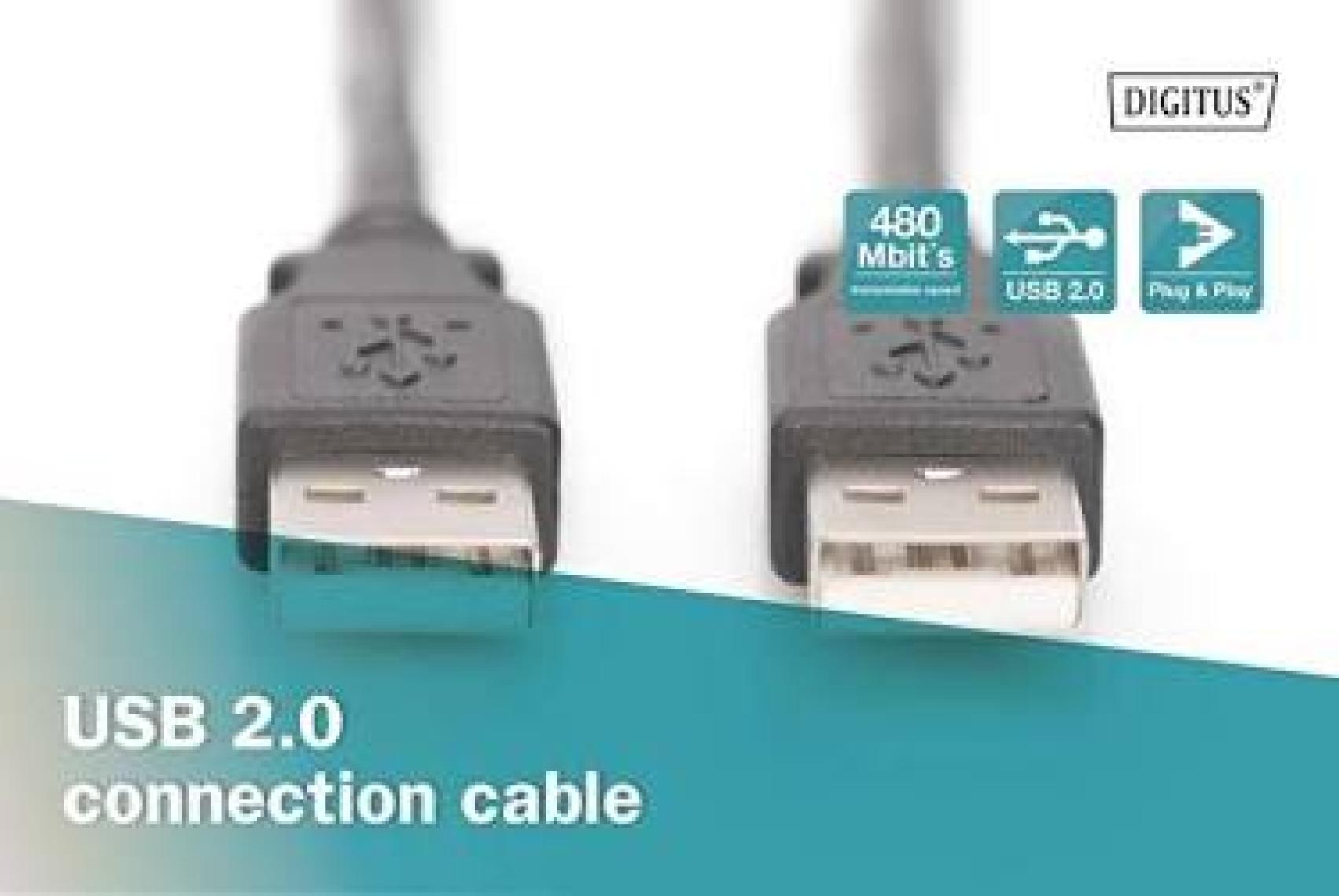 Usb 2.0 Bağlantı Kablosu, Usb A Erkek - Usb B Erkek B, 1.8 Metre, Awg 28, Usb 2.0 Uyumlu, Ul, Siyah Renk
