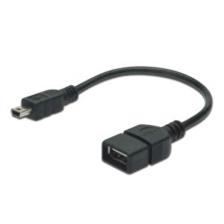 Usb On-The-Go (Otg) Kablosu, 0,20 Metre, Awg 28, Usb A, Dişi - Mini Usb B, 5-Pin, Erkek