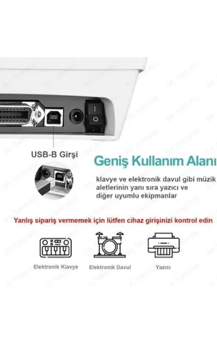 BK Teknoloji Type-C To Usb-B Midi - Yazıcı Kablosu 1.5 Metre -Siyah