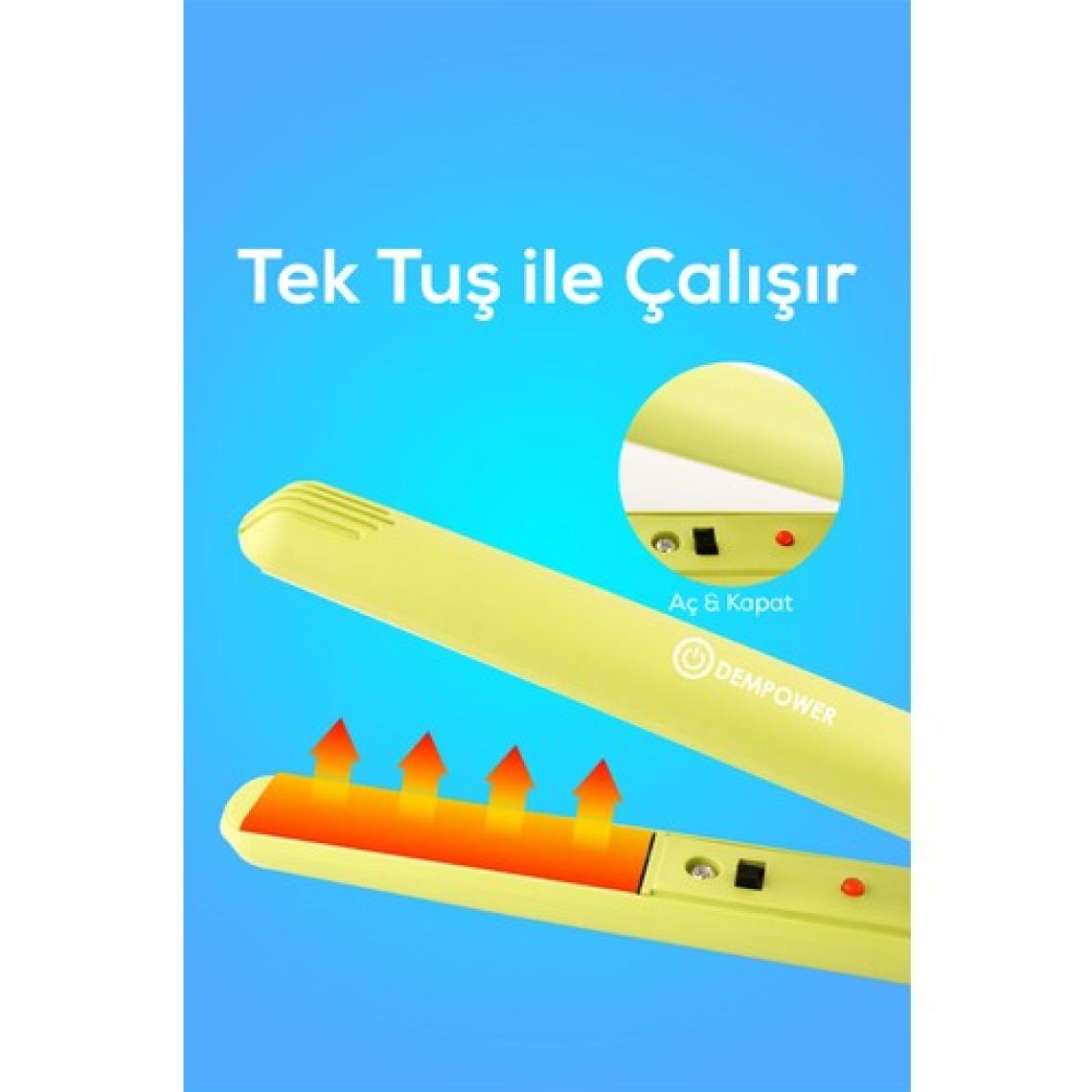 Dempower Seyahat Tipi Mini Saç Düzleştirici – 10 mm Seramik Plaka, 200°C PTC Hızlı Isınma, Kompakt ve Taşınabilir