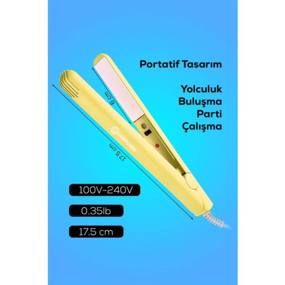 Dempower Seyahat Tipi Mini Saç Düzleştirici – 10 mm Seramik Plaka, 200°C PTC Hızlı Isınma, Kompakt ve Taşınabilir