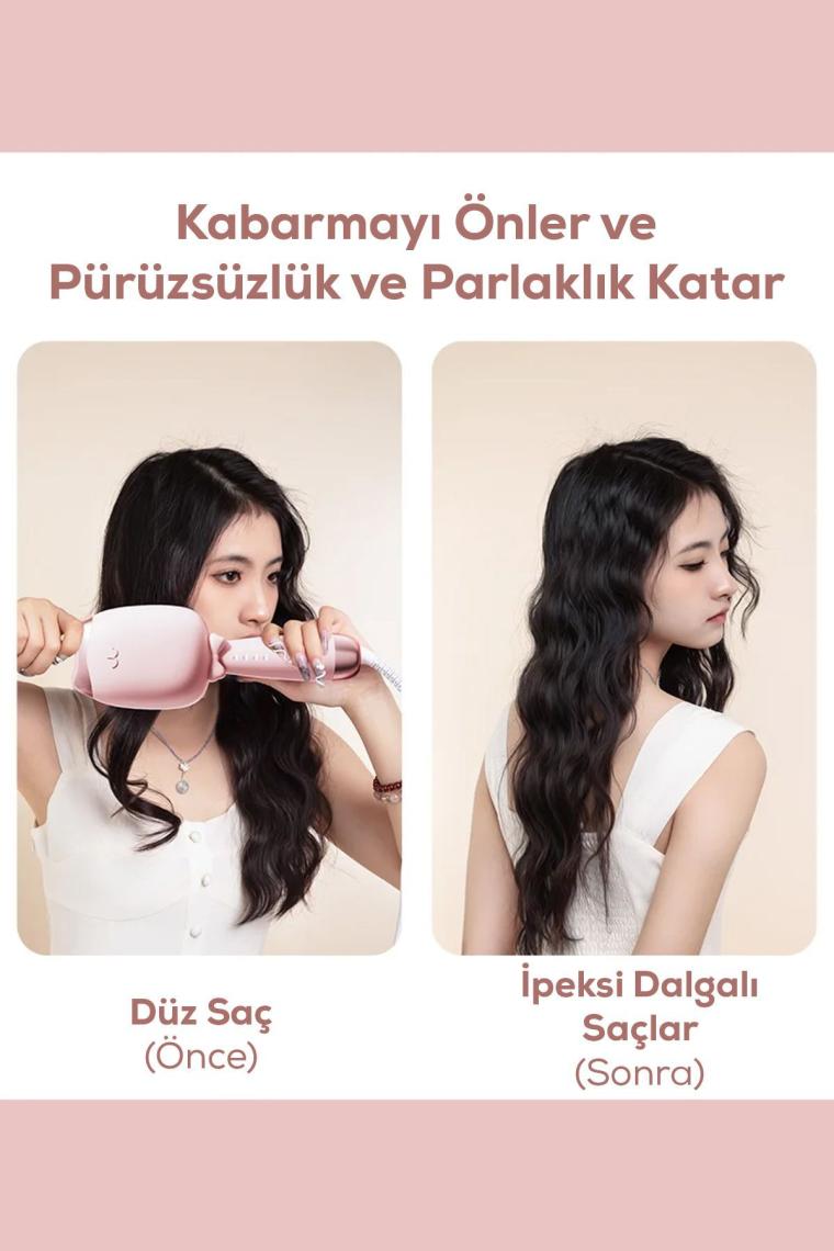Kedi Figürlü Seramik Saç Şekillendirici Pembe