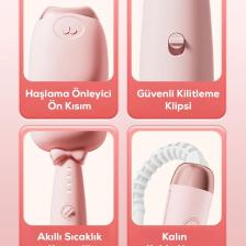 Kedi Figürlü Seramik Saç Şekillendirici Pembe