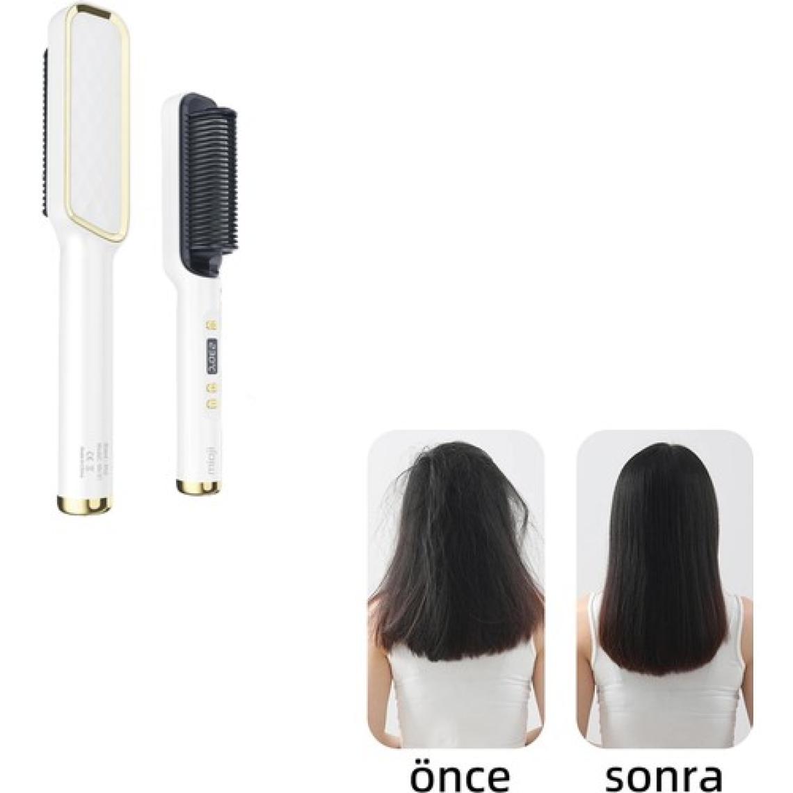 Mioji Mio B1 Led Göstergeli 80°C-230°C 360° Dönebilir Sap Seramik Saç Düzleştirici Tarak - Beyaz