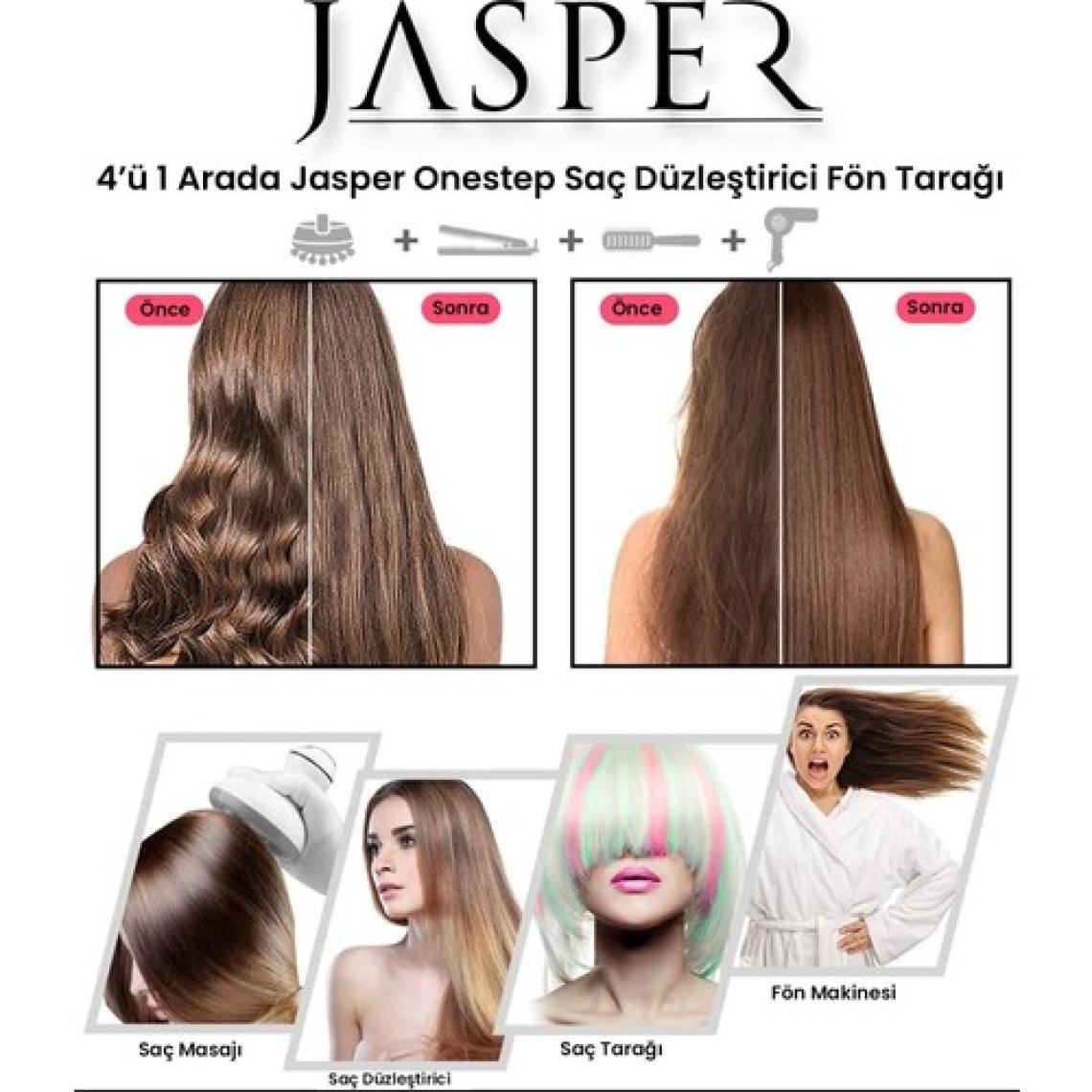 Jasper Hava Üflemeli Saç Şekillendirici Düzleştirici Fön Tarağı Saç Kurutma