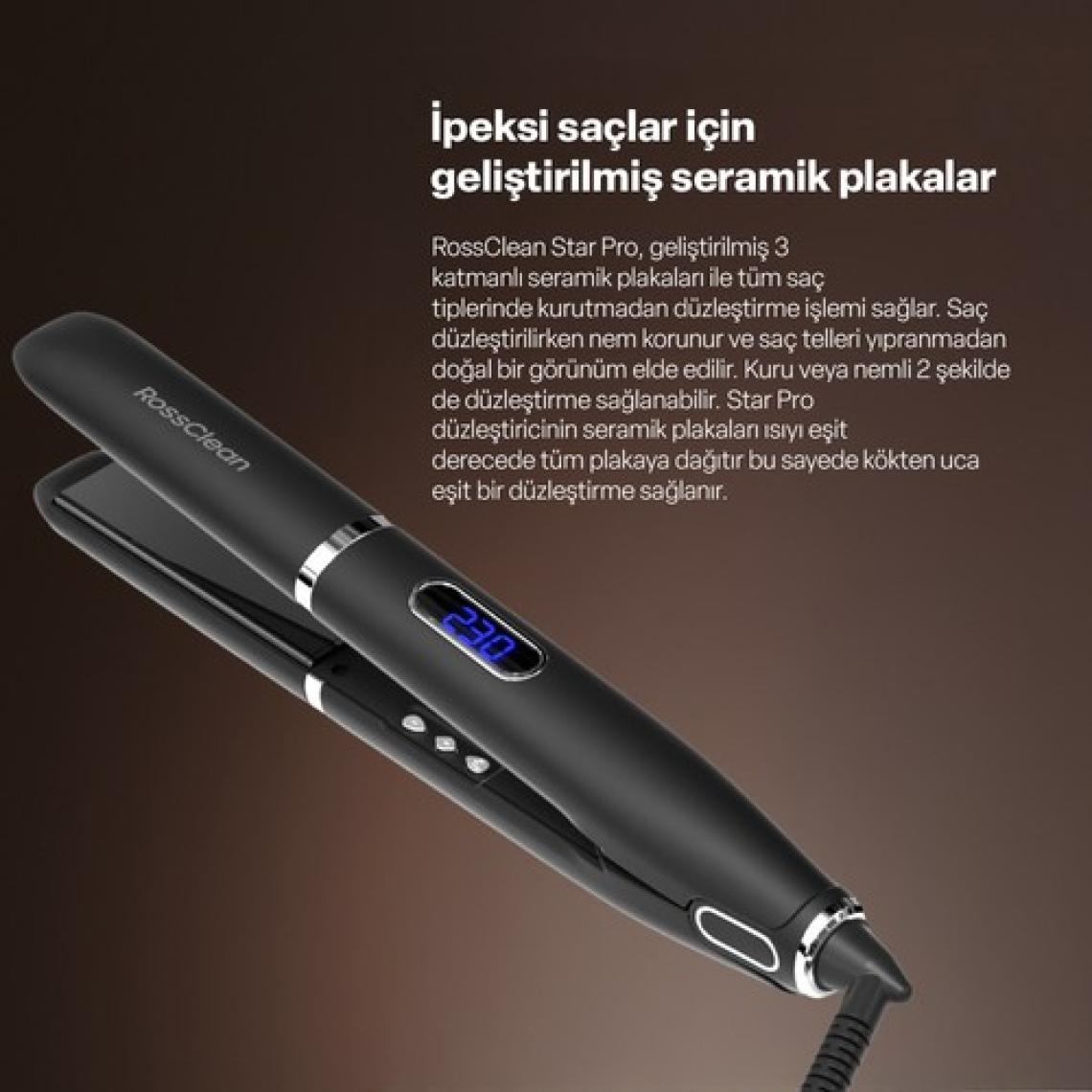 RossClean Favored Star Pro 2in1 LED Ekranlı Saç Düzleştirici