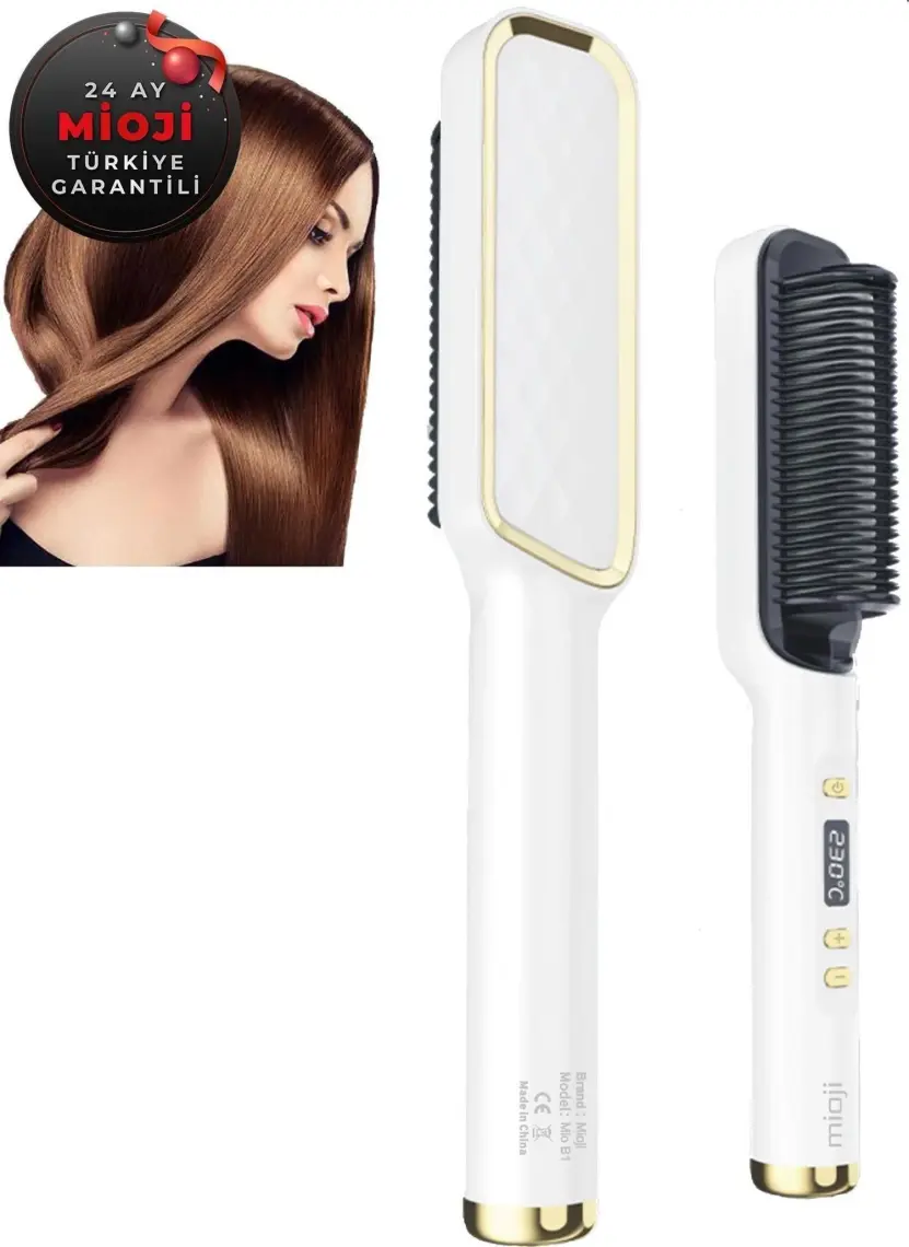 Mioji Mio B1 Led Göstergeli 80°C-230°C 360° Dönebilir Sap Seramik Saç Düzleştirici Tarak - Beyaz