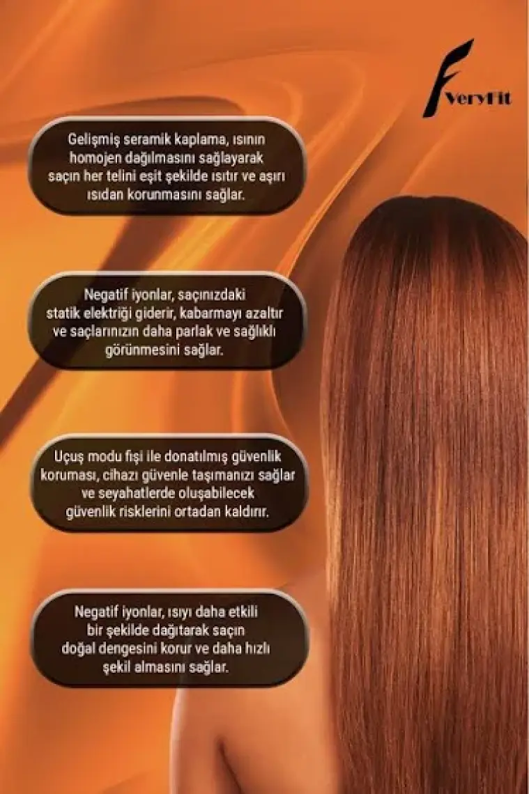 Veryfit Elektrikli Iyonik Bakımlı Seramik Kaplama Şarjlı Saç Düzleştirici -Beyaz