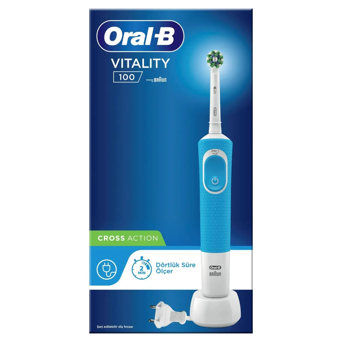 Oral-B Vitality 100 Cross Action Mavi Şarjlı Diş Fırçası