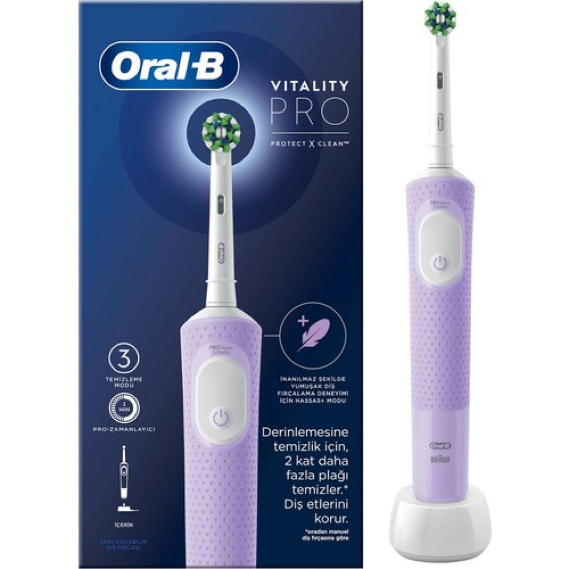 Oral-B Şarjlı/Elektrikli Diş Fırçası Vitality Pro Lila Koruma ve Temizlik