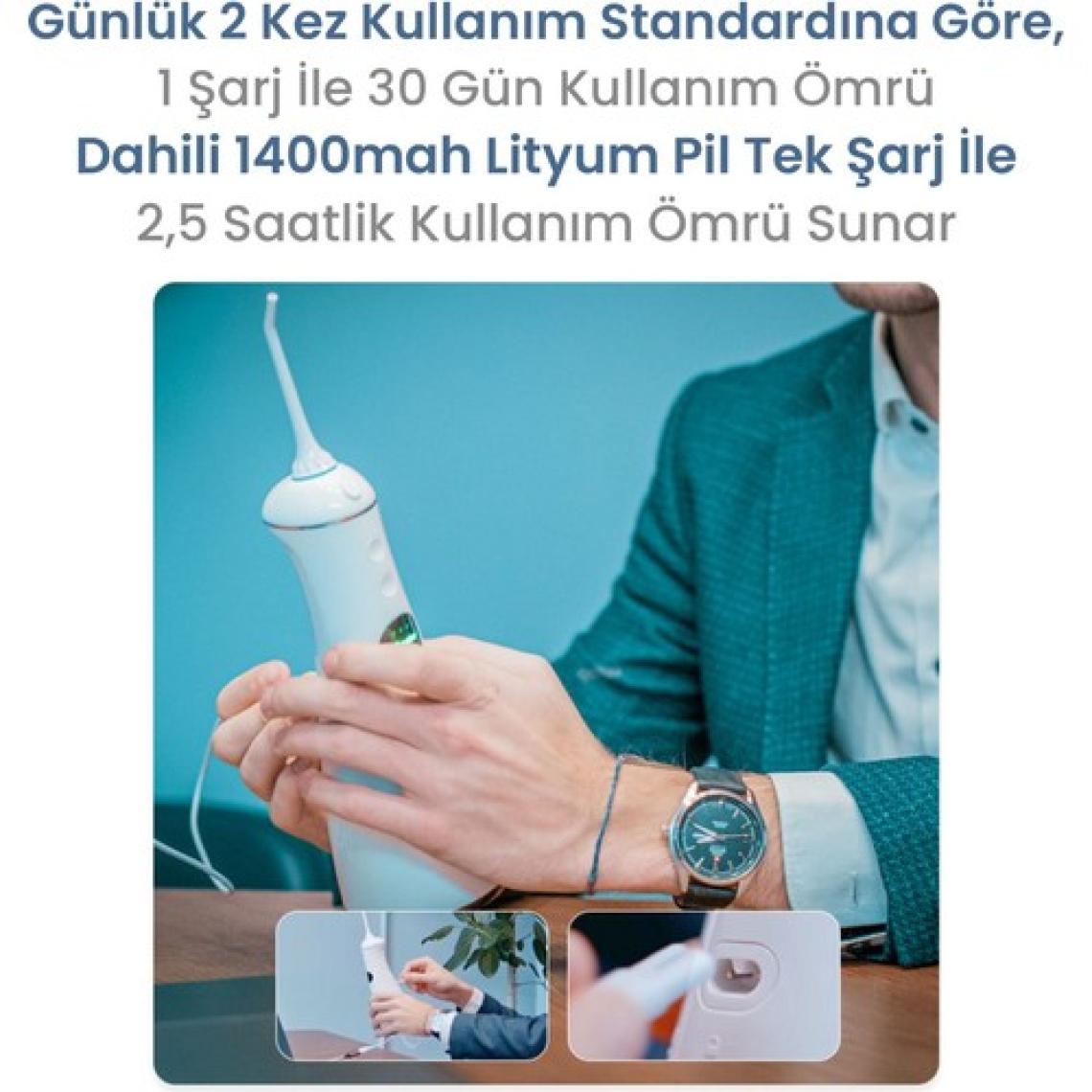 NPO Nicefeel FC1596 Taşınabilir,Şarjlı,Masajlı,Diş Teli/Protez Bakım Profesyonel Ağız Duşu-Beyaz