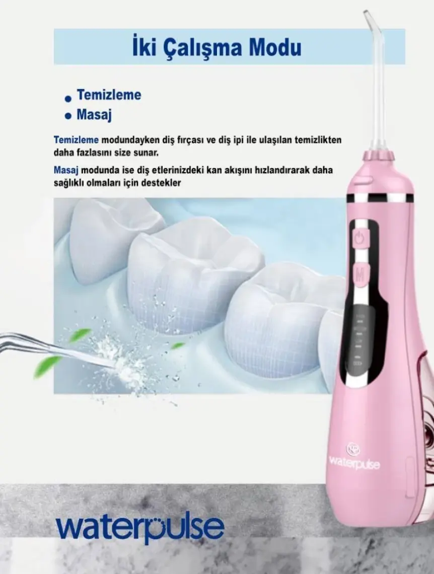 NPO Nicefeel FC1596 Taşınabilir,Şarjlı,Masajlı,Diş Teli/Protez Bakım Profesyonel Ağız Duşu-Pembe
