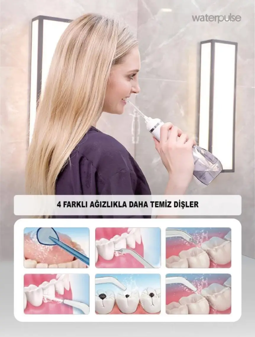 NPO Nicefeel FC1596 Taşınabilir,Şarjlı,Masajlı,Diş Teli/Protez Bakım Profesyonel Ağız Duşu-Pembe
