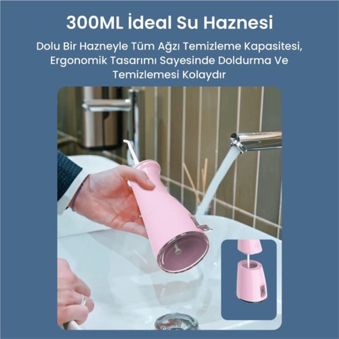 NPO Nicefeel FC1596 Taşınabilir,Şarjlı,Masajlı,Diş Teli/Protez Bakım Profesyonel Ağız Duşu-Pembe