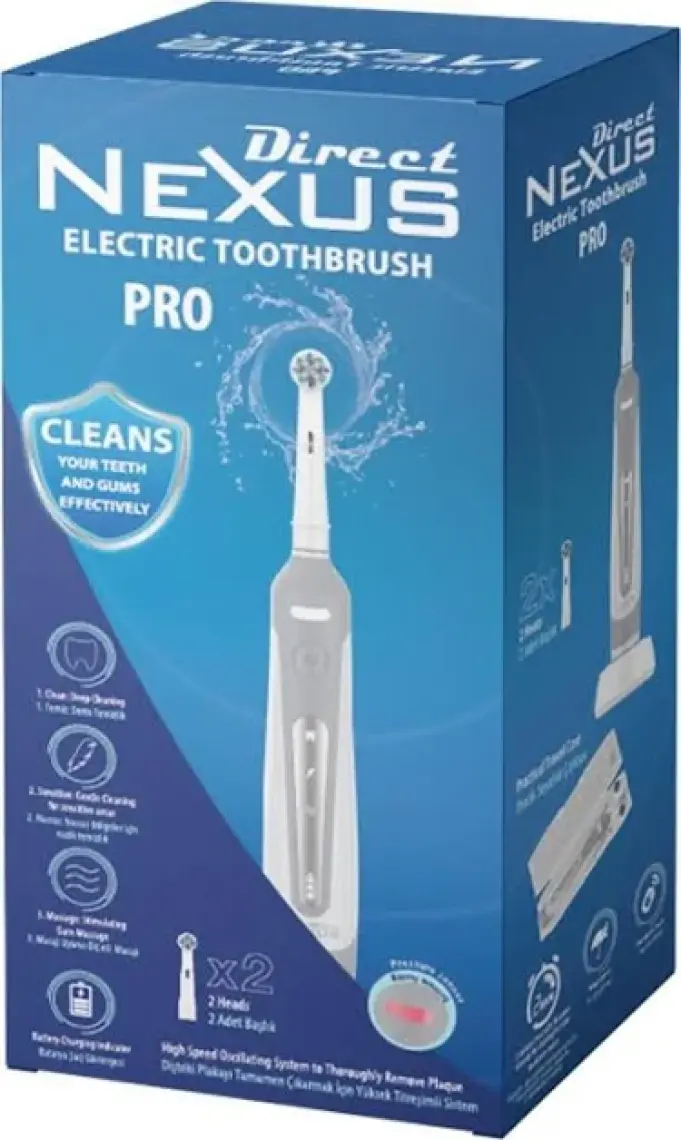 Direct Nexus Elektirikli Şarj Edilebilir Diş Fırçası + 2 Yedek Başlık