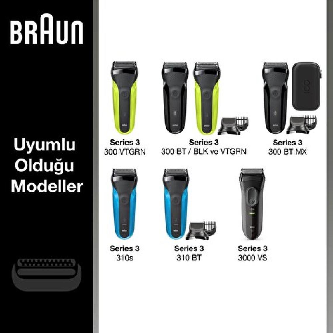 Braun 3 Serisi Tıraş Makinesi Yedek Başlığı 21B (Siyah)