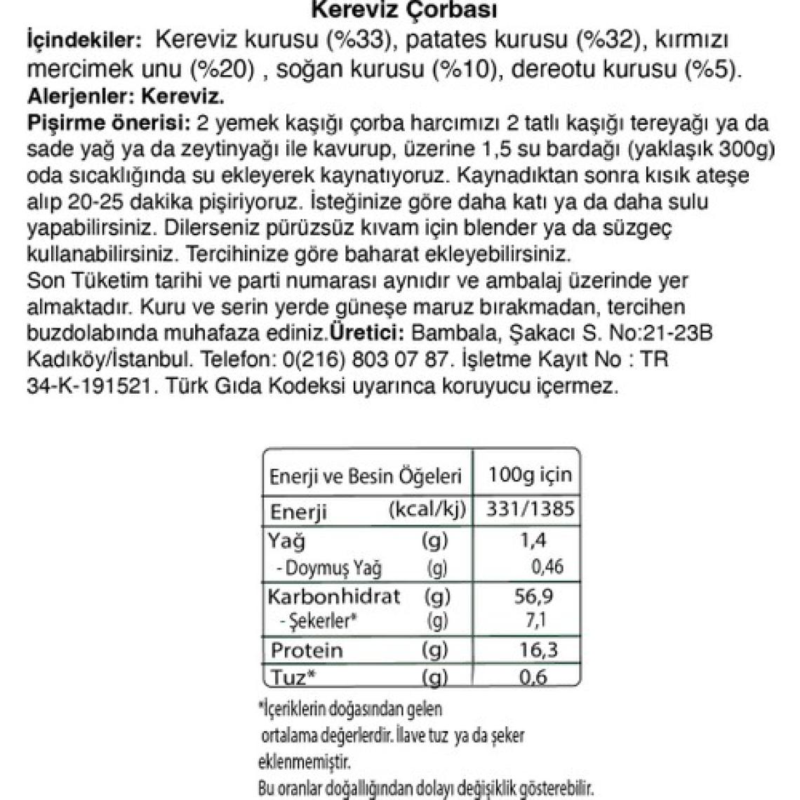 Bambala Haftalık 3'lü Çorba Paketi ( 3X50G) kereviz, brokoli, bezelye çorbası